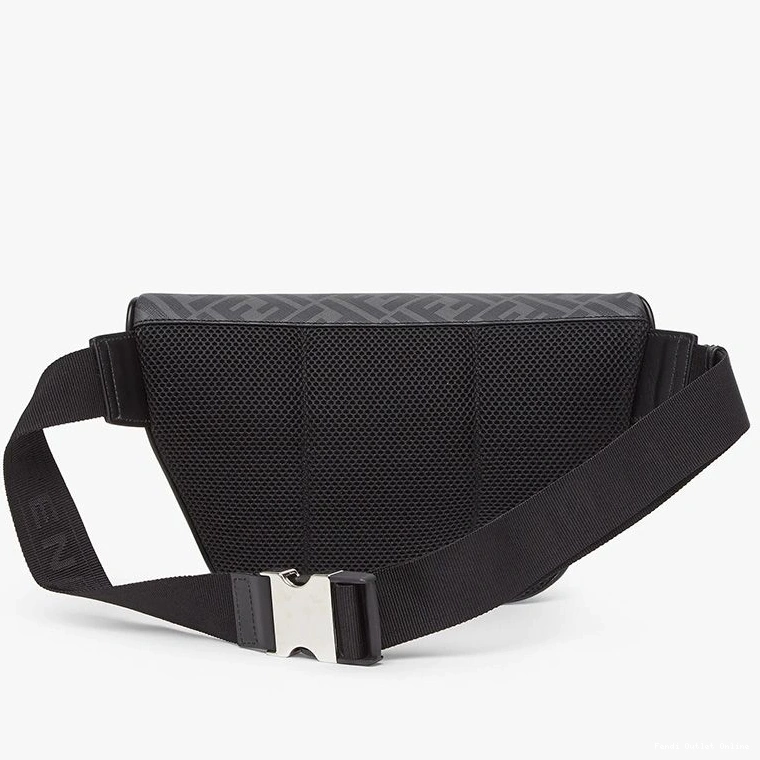 Cheap Fendi Bag ROMA Black Belt Motif Logo FF In Fabric 0711